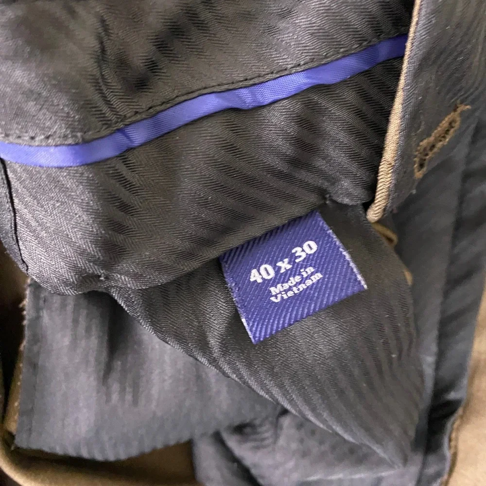 Croft & Barrow Dress Pants Men's 40x30 Brown Pleated Cuffed Trousers Business‎